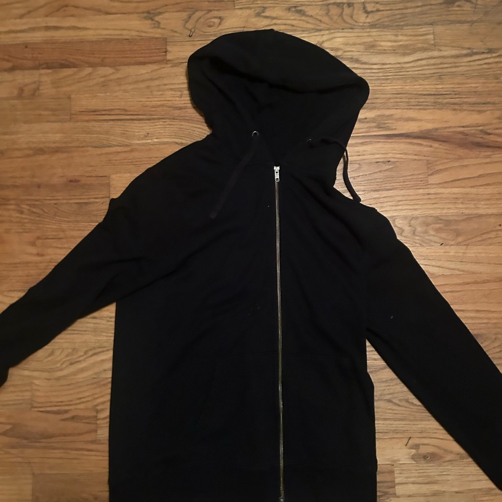 black zip up hoodie